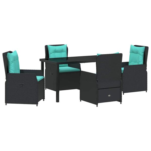 5-teiliges Gartendining-Set aus schwarzem Poly-Rattan