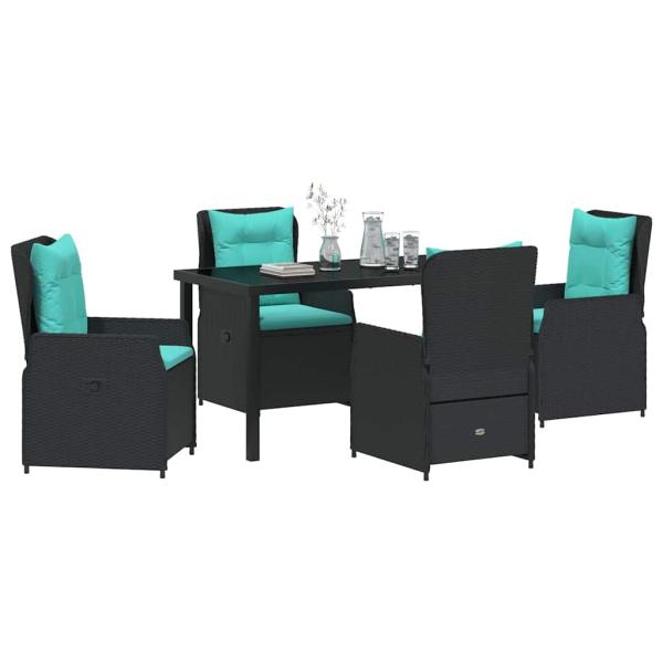 5-teiliges Gartendining-Set aus schwarzem Poly-Rattan