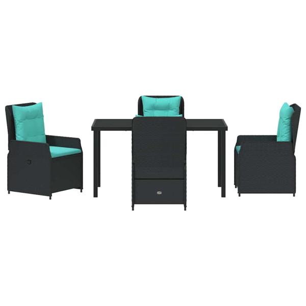5-teiliges Gartendining-Set aus schwarzem Poly-Rattan