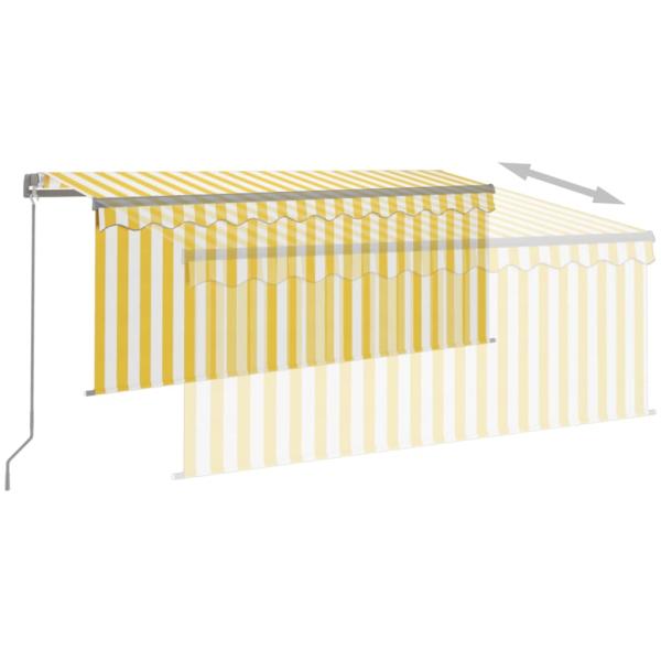 Markise Manuell Einziehbar mit Rollo LED 3x2,5m Gelb & Weiß