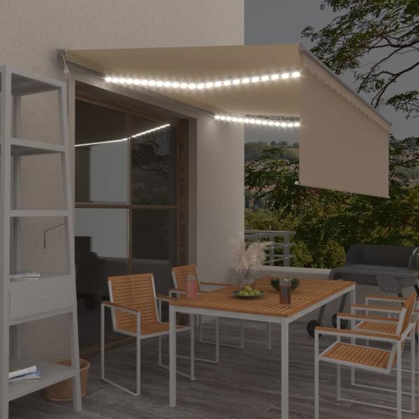 ARDEBO.de - Markise Automatisch mit Rollo LED Windsensor 4x3 m Creme