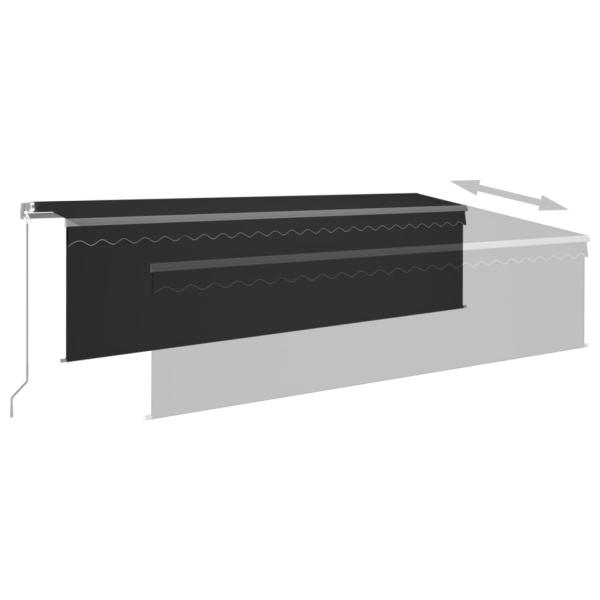 Markise Manuell Einziehbar mit Rollo & LED 5x3 m Anthrazit