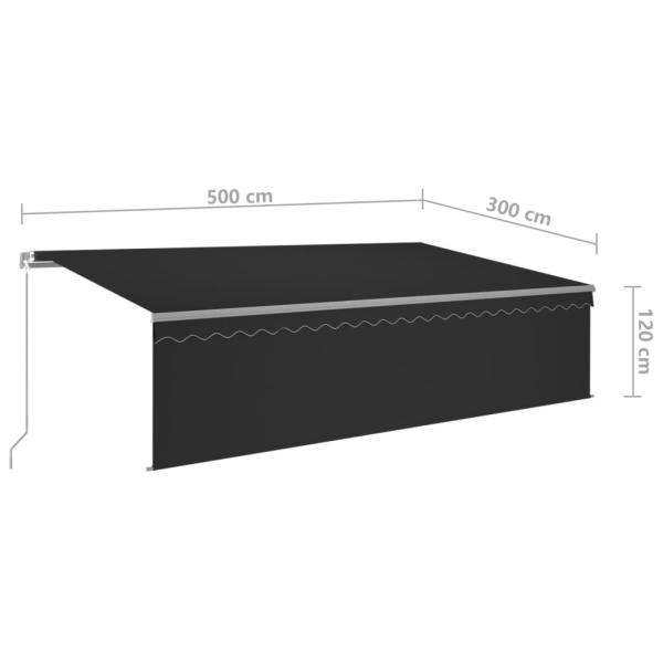 Markise Manuell Einziehbar mit Rollo & LED 5x3 m Anthrazit