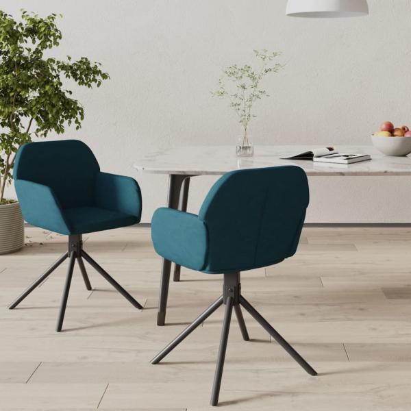 ARDEBO.de - Esszimmerstühle 2 Stk. Drehbar Blau Samt