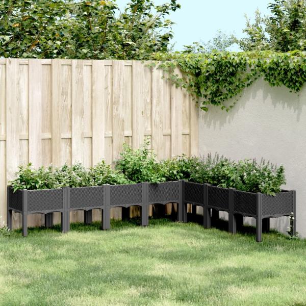 ARDEBO.de - Pflanzkasten mit Beinen Schwarz 200x160x42 cm PP
