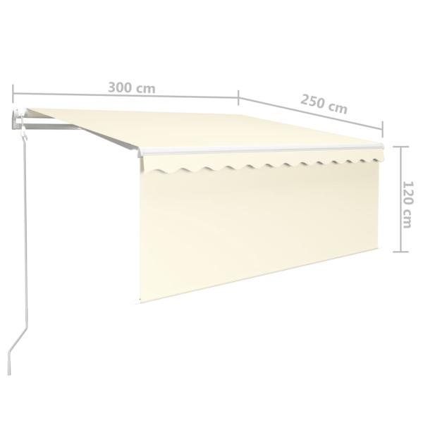 Markise Automatisch Einziehbar mit Volant 3x2,5 m Creme