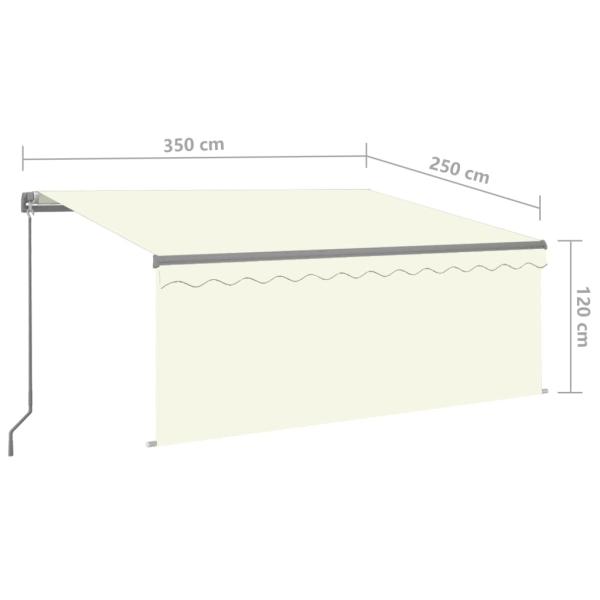 Markise Manuell Einziehbar mit Rollo 3,5x2,5 m Creme