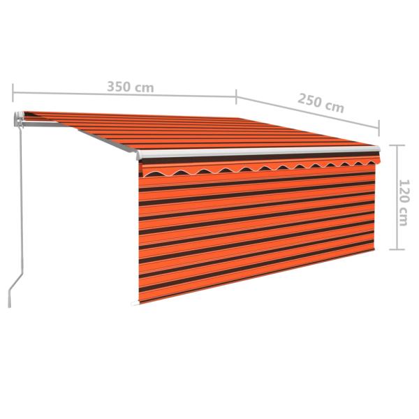 Markise Manuell Einziehbar mit Rollo LED 3,5x2,5 m Orange Braun