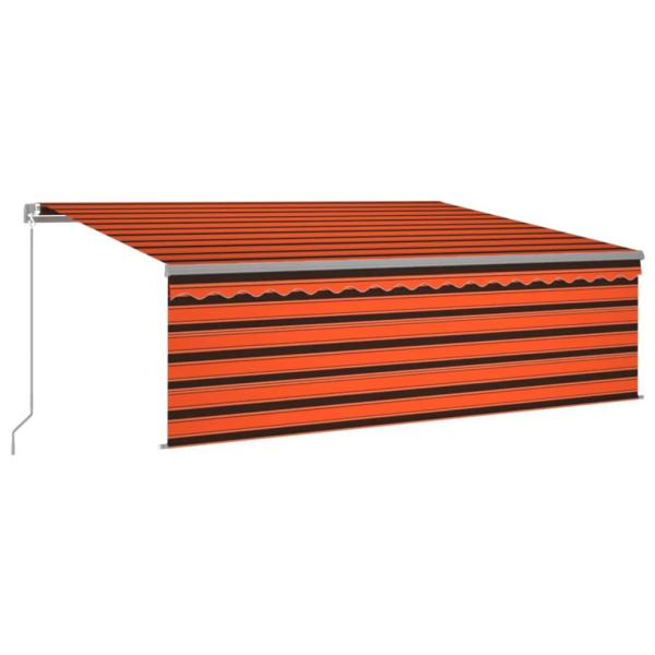 Markise Manuell Einziehbar mit Rollo & LED 4x3 m Orange Braun