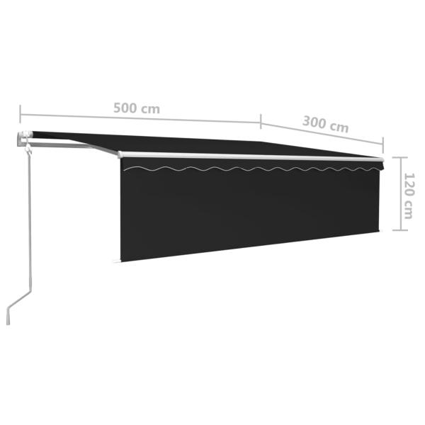 Markise Automatisch Einziehbar mit Volant 5x3 m Anthrazit