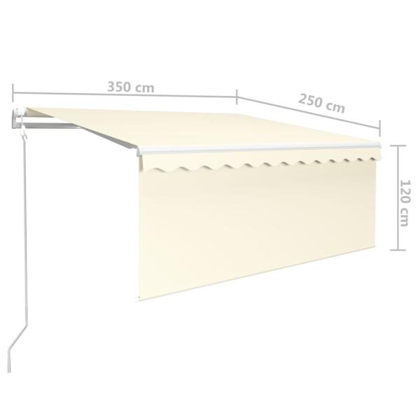 Markise Automatisch Einziehbar mit Volant 3,5x2,5 m Creme
