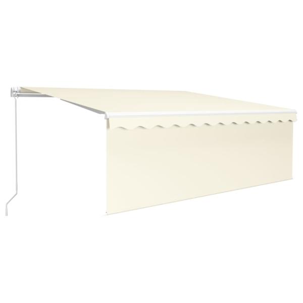 Markise Manuell Einziehbar mit Rollo & LED 4x3 m Creme