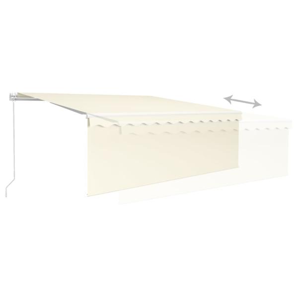 Markise Manuell Einziehbar mit Rollo & LED 4x3 m Creme