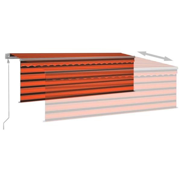 Markise Automatisch Einziehbar mit Volant 4,5x3m Orange & Braun