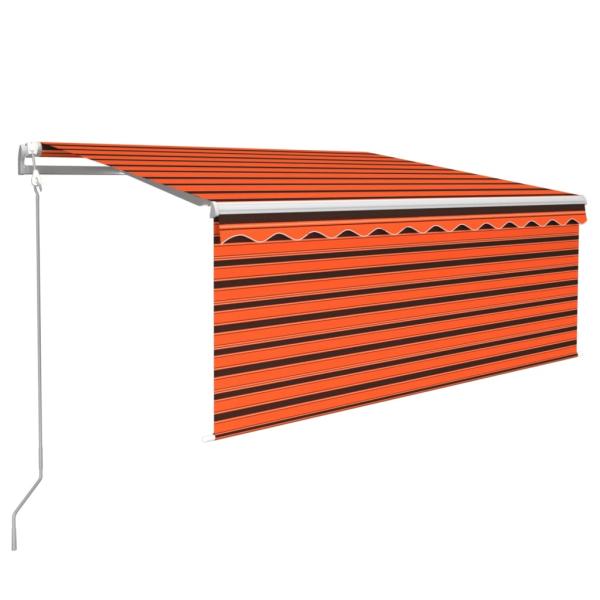 Markise Automatisch Einziehbar mit Volant 3x2,5 m Orange Braun