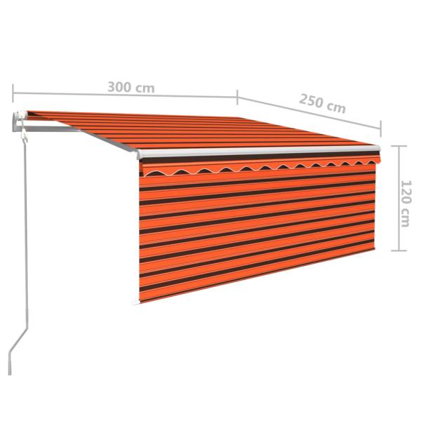 Markise Automatisch Einziehbar mit Volant 3x2,5 m Orange Braun