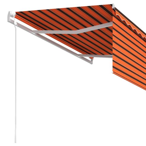 Markise Automatisch Einziehbar mit Volant 3x2,5 m Orange Braun