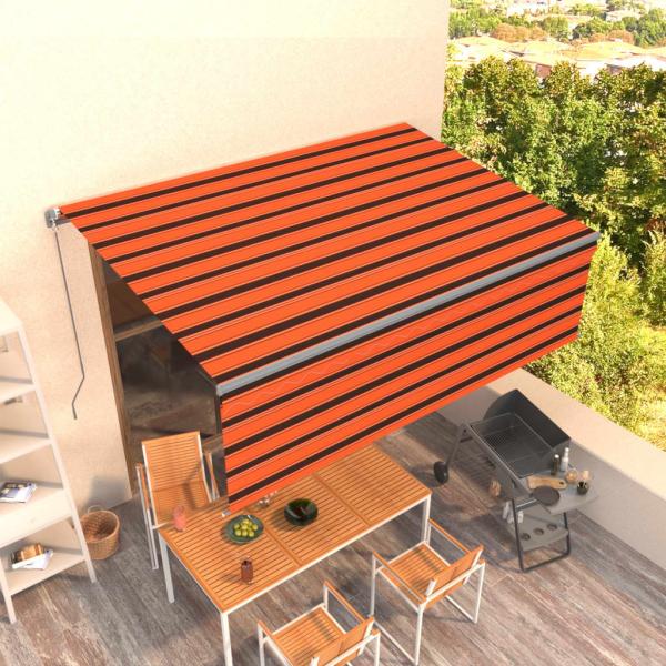 ARDEBO.de - Markise Manuell Einziehbar mit Rollo 4,5x3 m Orange Braun