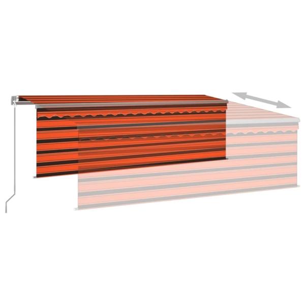 Markise Manuell Einziehbar mit Rollo 4,5x3 m Orange Braun