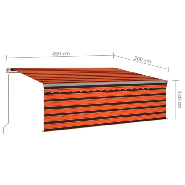 Markise Manuell Einziehbar mit Rollo 4,5x3 m Orange Braun