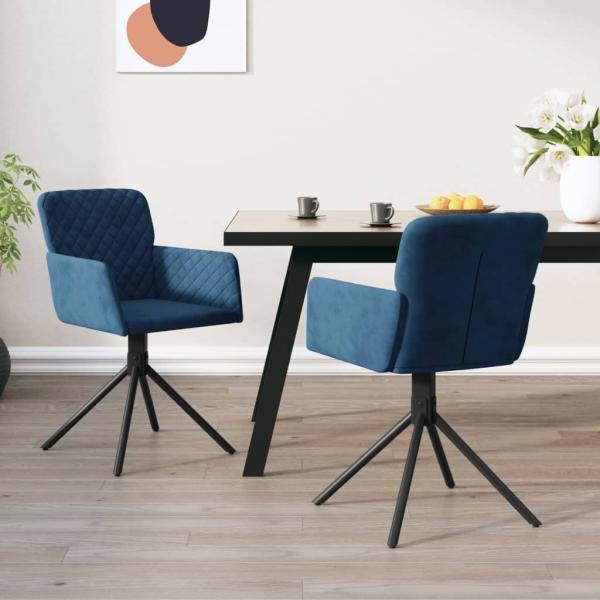 ARDEBO.de - Esszimmerstühle 2 Stk. Drehbar Blau Samt