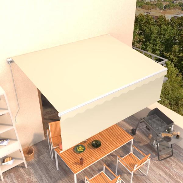 ARDEBO.de - Markise Manuell Einziehbar mit Rollo 4x3 m Creme