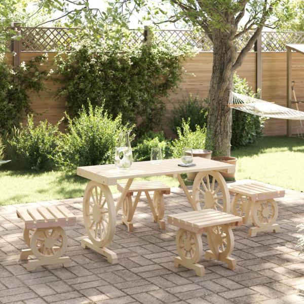 ARDEBO.de - 5-tlg. Garten-Essgruppe Massivholz Tanne