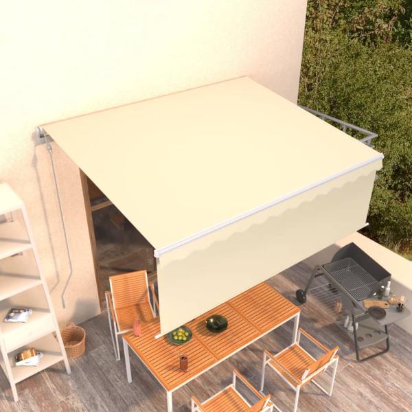 ARDEBO.de - Markise Automatisch Einziehbar mit Volant 4x3 m Creme