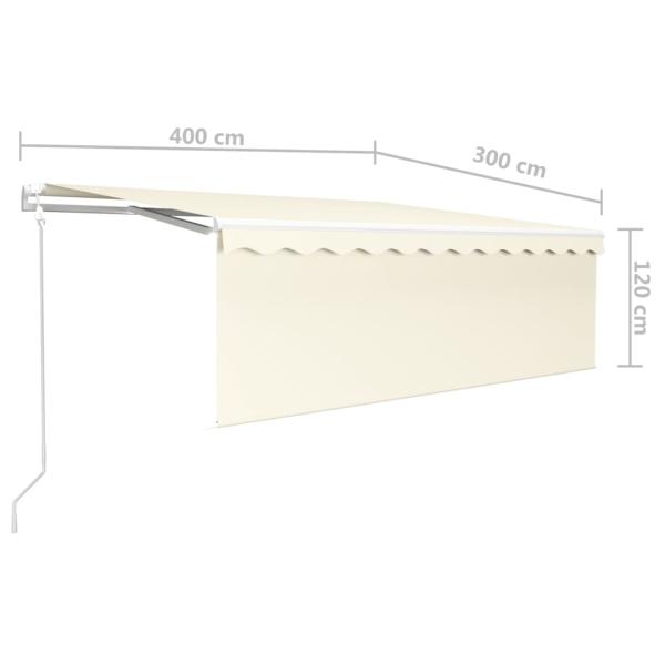 Markise Automatisch Einziehbar mit Volant 4x3 m Creme