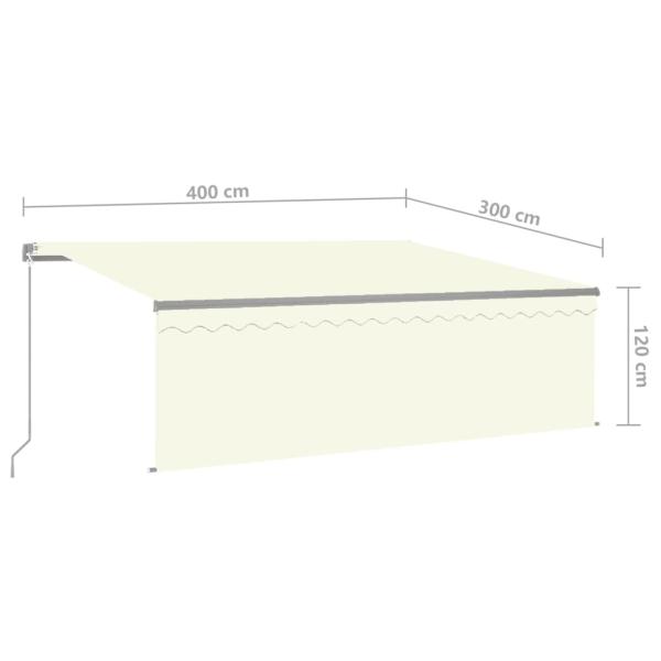Markise Manuell Einziehbar mit Rollo & LED 4x3 m Creme
