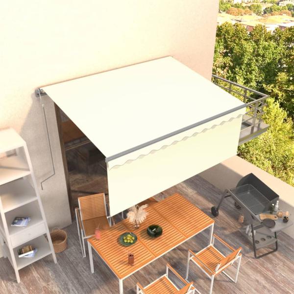 ARDEBO.de - Markise Automatisch Einziehbar mit Volant 3x2,5 m Creme