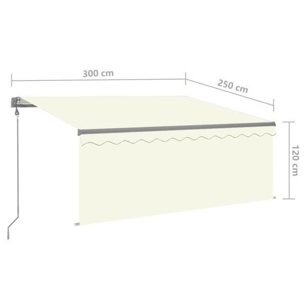 Markise Automatisch Einziehbar mit Volant 3x2,5 m Creme