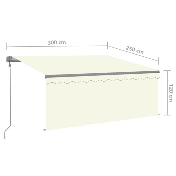 Markise Automatisch Einziehbar mit Volant 3x2,5 m Creme