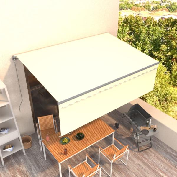 ARDEBO.de - Markise Manuell Einziehbar mit Rollo 4x3 m Creme