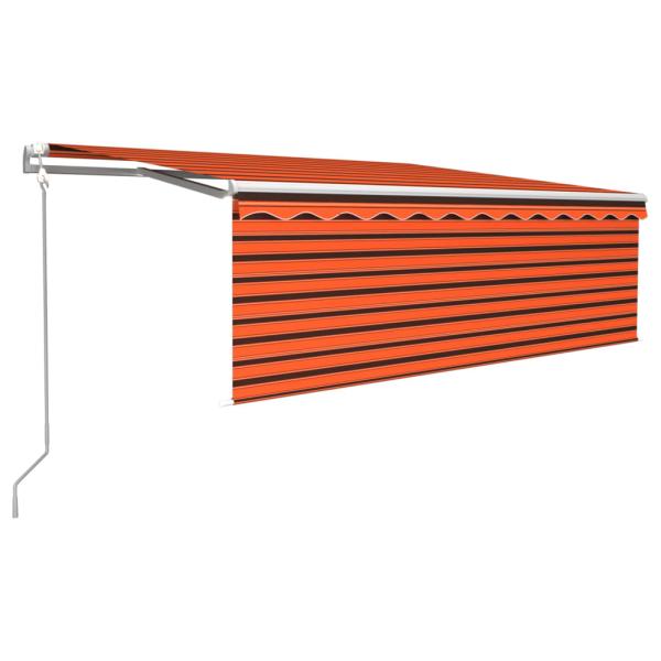 Markise Automatisch Einziehbar mit Volant 4,5x3m Orange & Braun