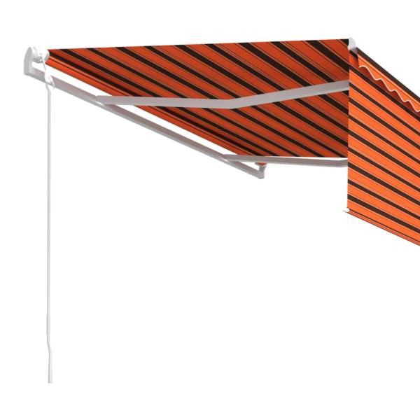Markise Automatisch Einziehbar mit Volant 4,5x3m Orange & Braun