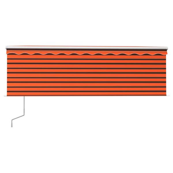 Markise Automatisch Einziehbar mit Volant 4,5x3m Orange & Braun