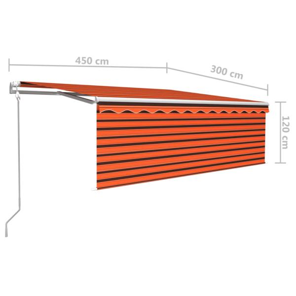 Markise Automatisch Einziehbar mit Volant 4,5x3m Orange & Braun