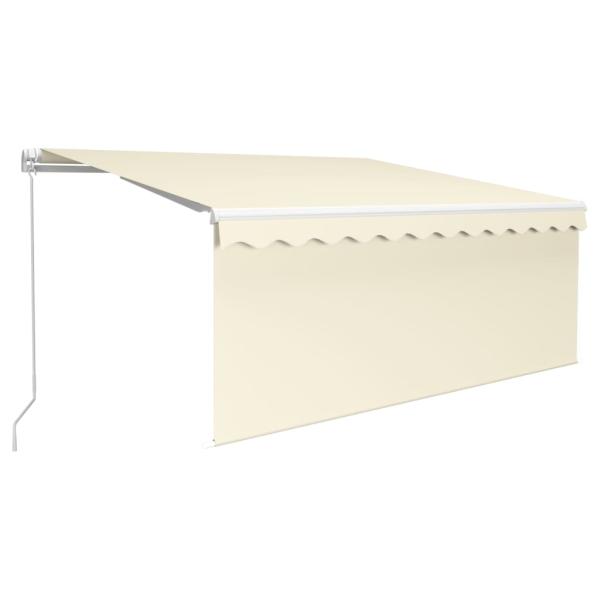 Markise Manuell Einziehbar mit Rollo & LED 3,5x2,5 m Creme