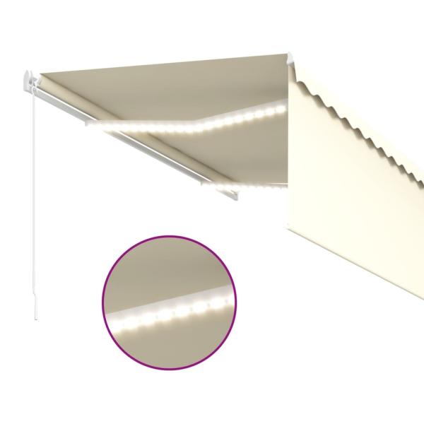 Markise Manuell Einziehbar mit Rollo & LED 3,5x2,5 m Creme