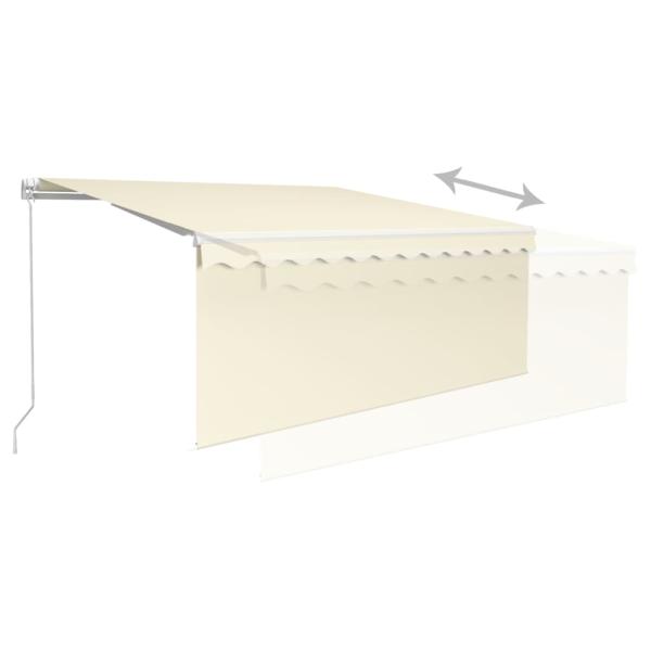 Markise Manuell Einziehbar mit Rollo & LED 3,5x2,5 m Creme