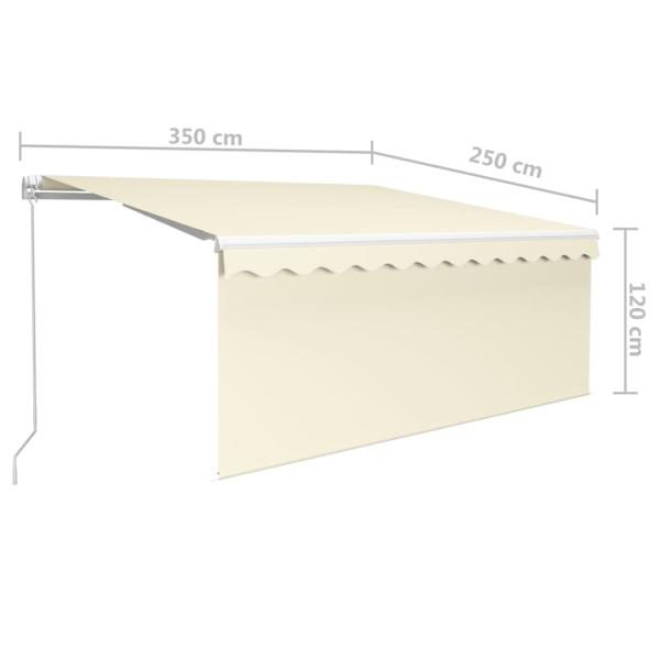 Markise Manuell Einziehbar mit Rollo & LED 3,5x2,5 m Creme