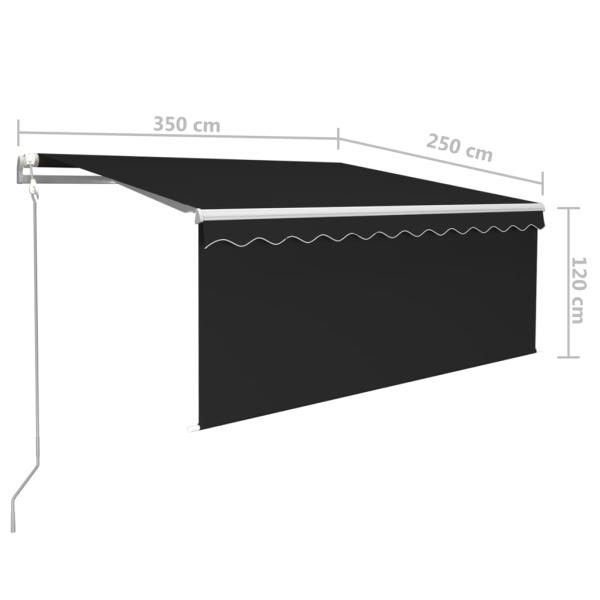 Markise Automatisch Einziehbar mit Volant 3,5x2,5 m Anthrazit