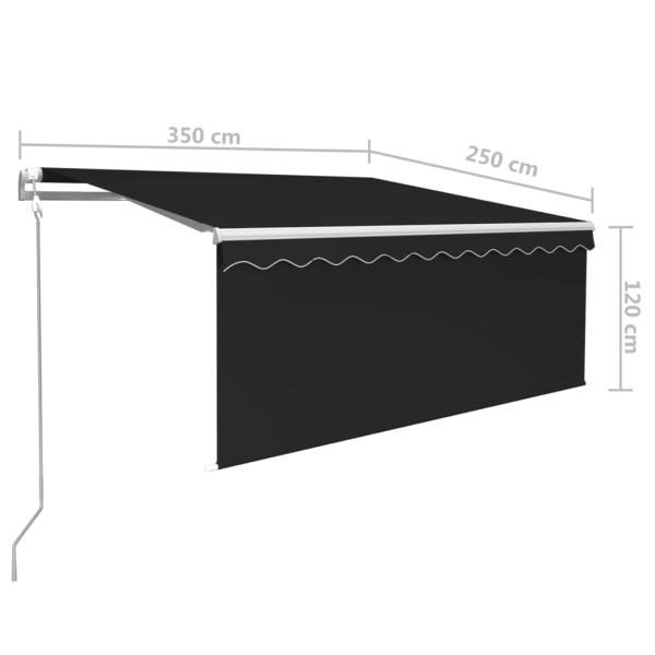 Markise Automatisch Einziehbar mit Volant 3,5x2,5 m Anthrazit