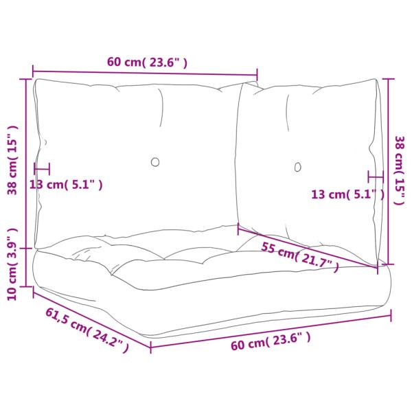 Palettenkissen 3-tlg. Taupe Stoff