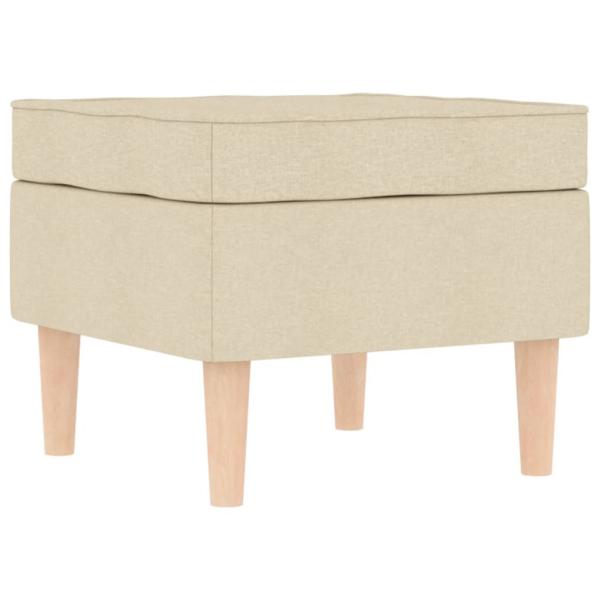 Sessel mit Fußhocker Creme Stoff