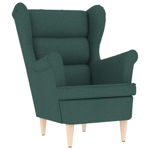 Sessel mit Fußhocker Dunkelgrün Stoff