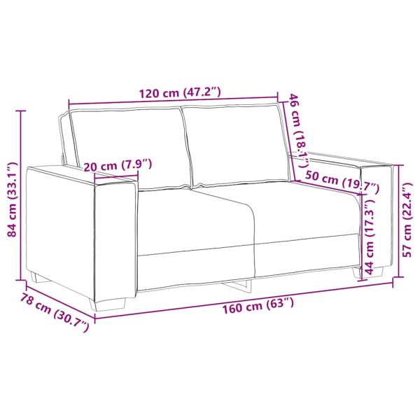 2-Sitzer Sofa Braun 120 cm Stoff