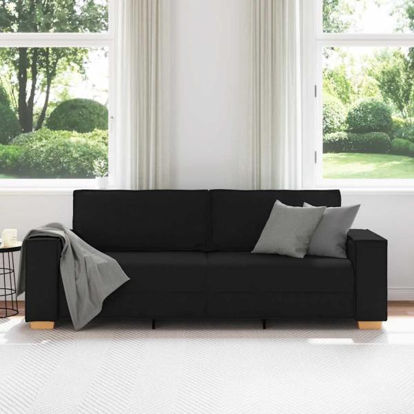 3-Sitzer-Sofa Schwarz 180 cm Stoff