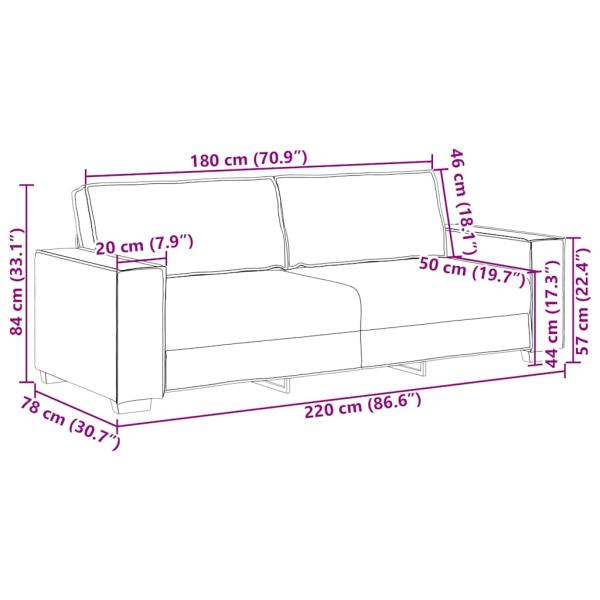 3-Sitzer-Sofa Dunkelgrau 180 cm Stoff